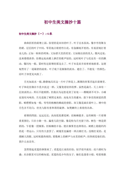 文学_初中生美文摘抄十篇