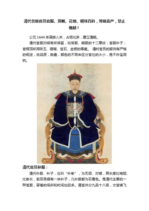 清代各级官员官服、顶戴、花翎、朝珠百科,等级森严,禁止僭越!