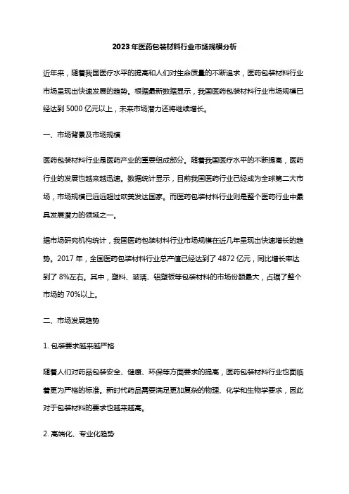 2023年医药包装材料行业市场规模分析