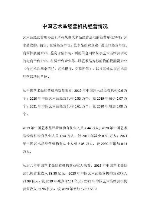中国艺术品经营机构经营情况