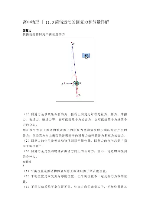 高中物理  11.3简谐运动的回复力和能量详解