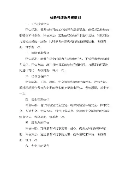 检验科绩效考核细则