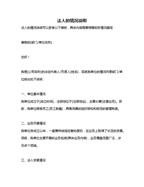 法人的情况说明