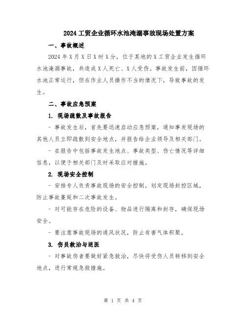 2024工贸企业循环水池淹溺事故现场处置方案