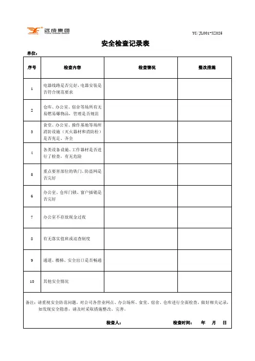 集团分公司安全检查记录表