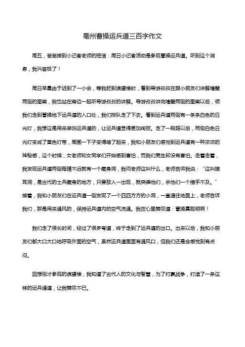 亳州曹操运兵道三百字作文