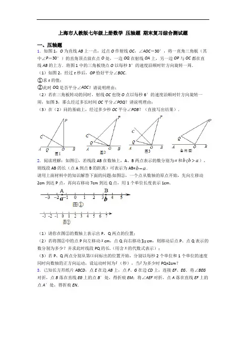 上海市人教版七年级上册数学 压轴题 期末复习综合测试题