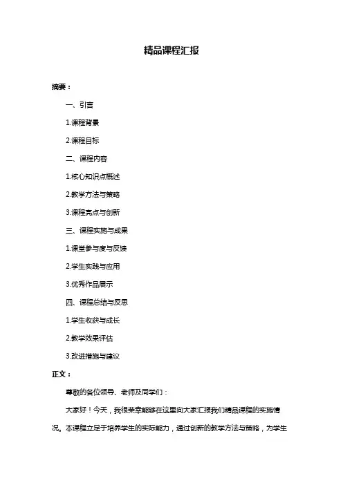 精品课程汇报