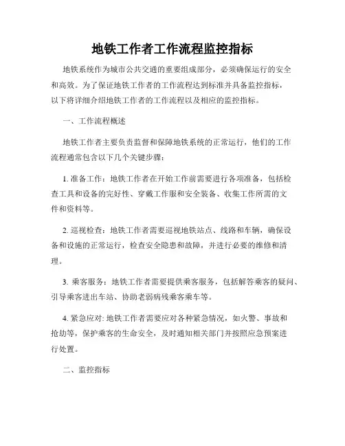 地铁工作者工作流程监控指标