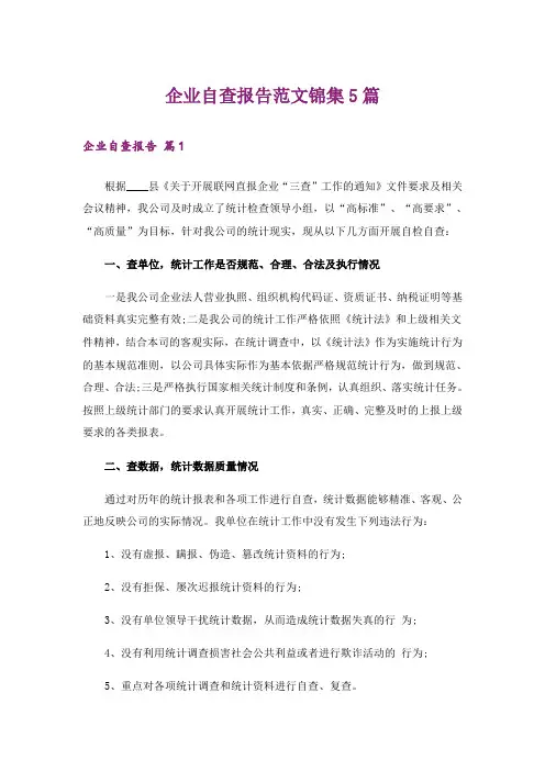 企业自查报告范文锦集5篇