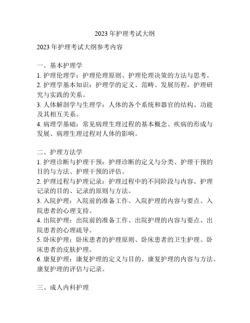 2023年护理考试大纲