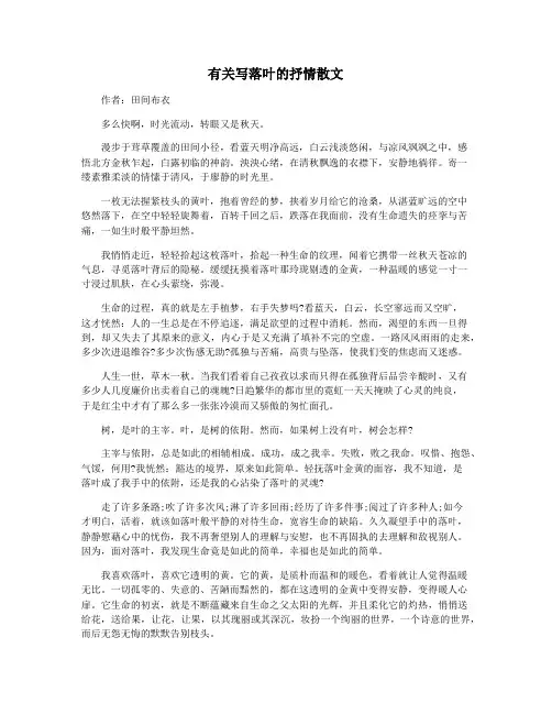 有关写落叶的抒情散文