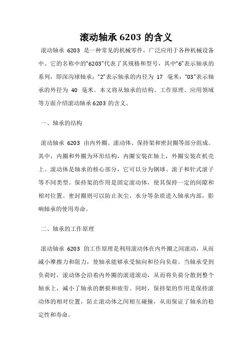 滚动轴承6203的含义