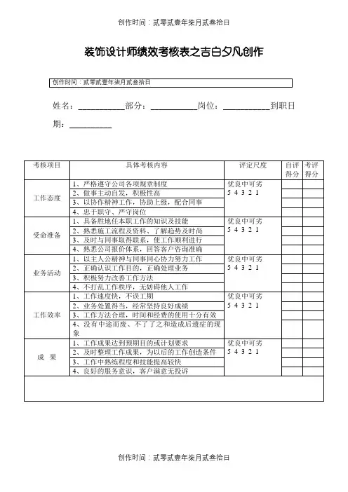 设计师绩效考核表