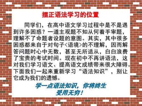 2021年高考语文《中学语法知识总复习》