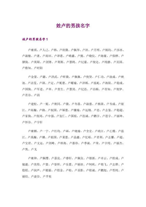 个性_姓卢的男孩名字