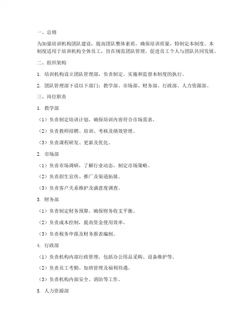 培训机构团队管理制度