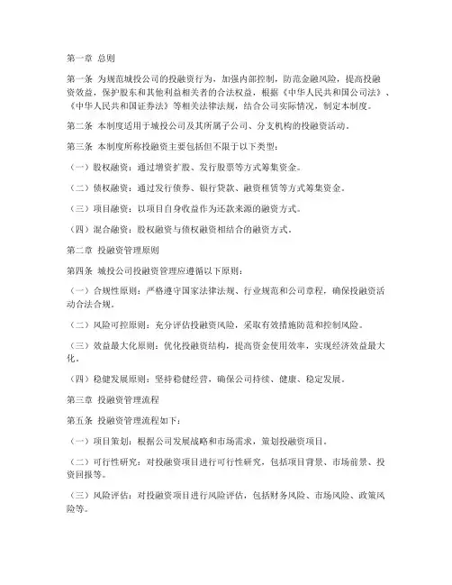 城投公司_投融资管理制度