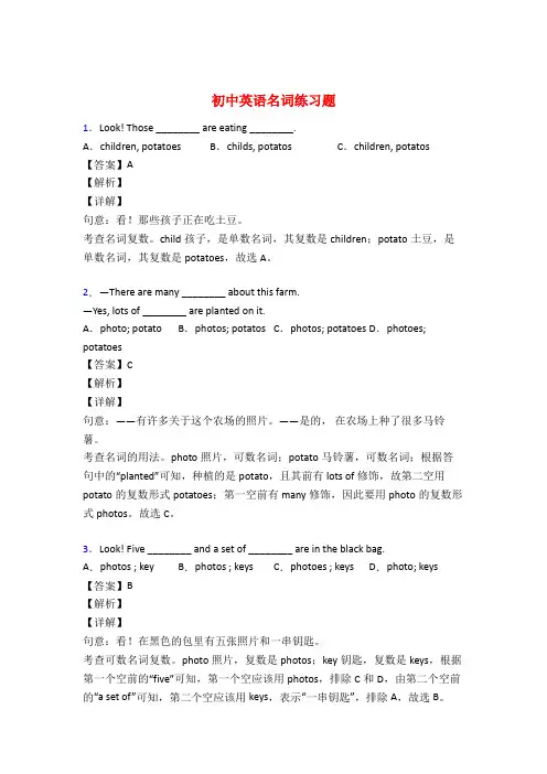 初中英语名词专项练习题附答案