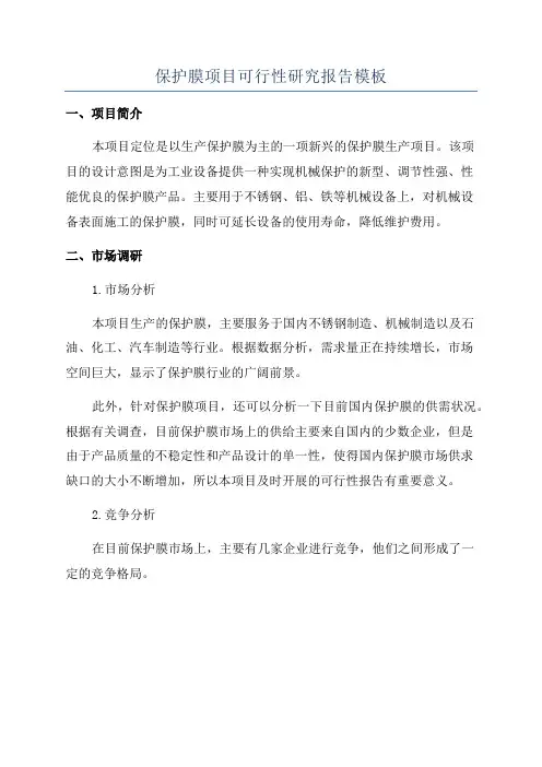 保护膜项目可行性研究报告模板