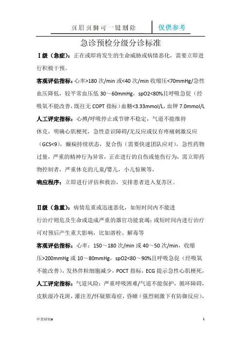 急诊预检分级分诊标准(内容清晰)