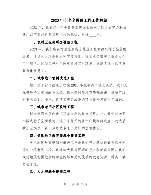 2023年十个全覆盖工程工作总结