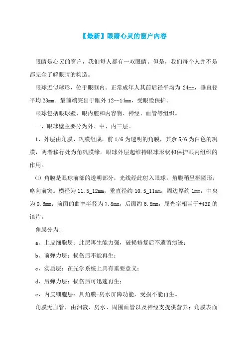 【最新】眼睛心灵的窗户内容