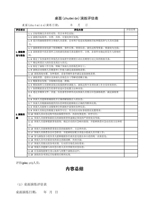 桌面演练评估表
