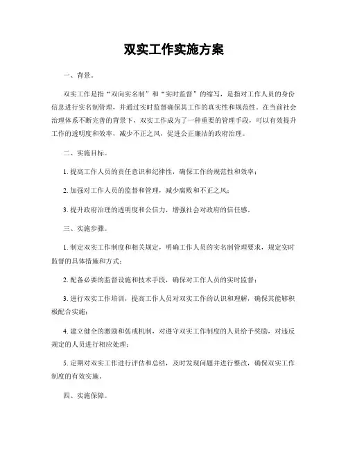 双实工作实施方案