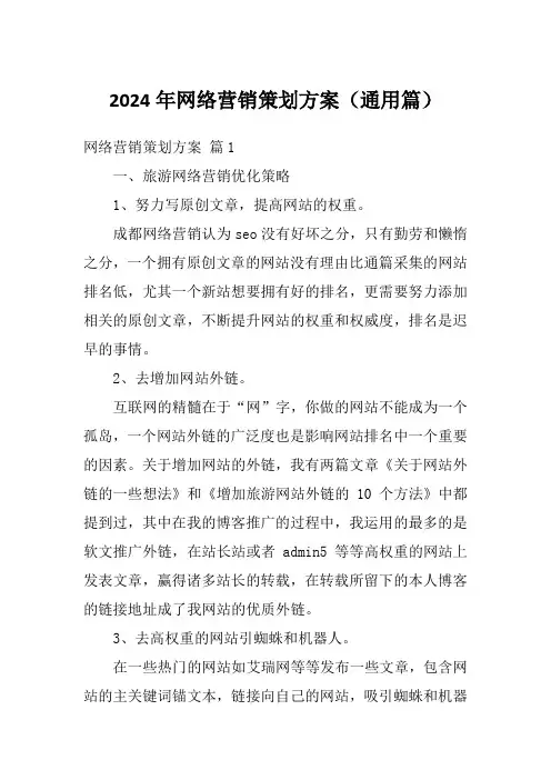 2024年网络营销策划方案(通用篇)