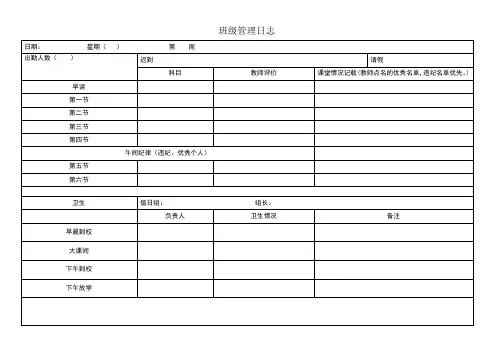 班级日志表格