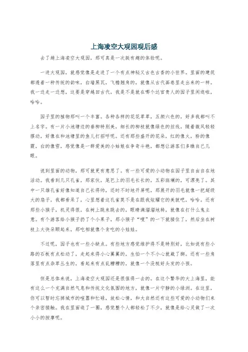 上海凌空大观园观后感