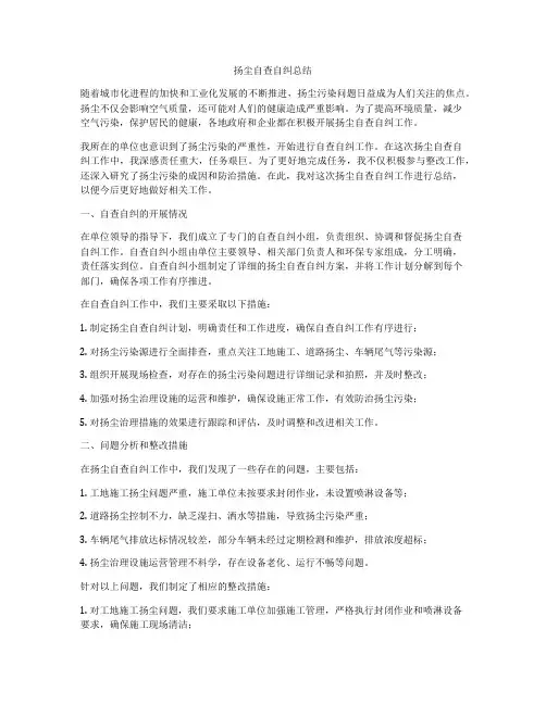 扬尘自查自纠总结