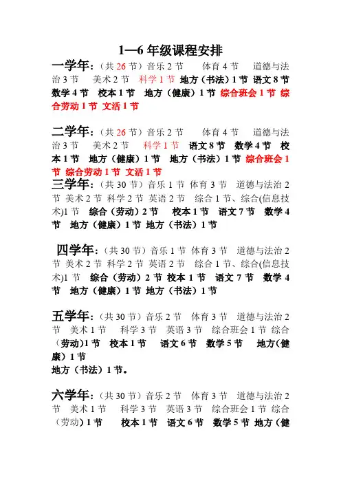 1.1小学1—6年级课程安排