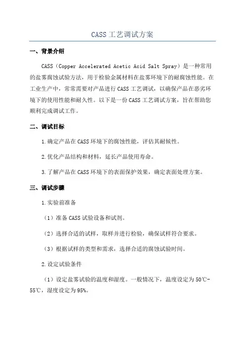 CASS工艺调试方案