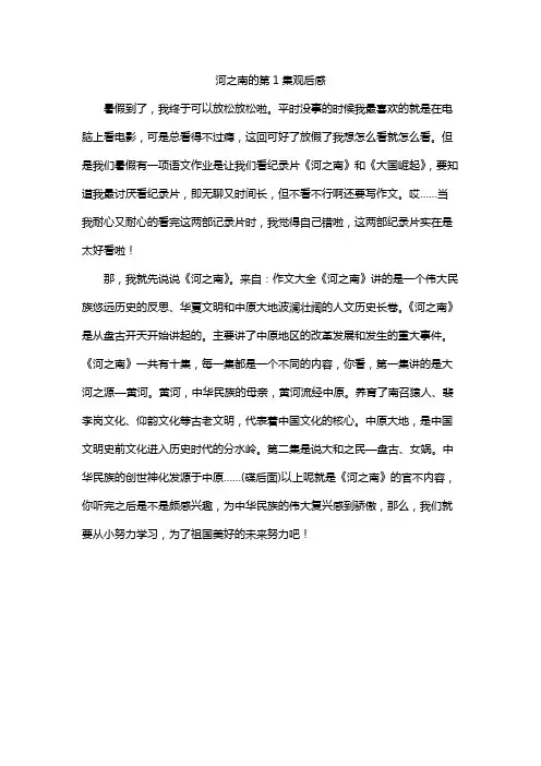 河之南的第1集观后感