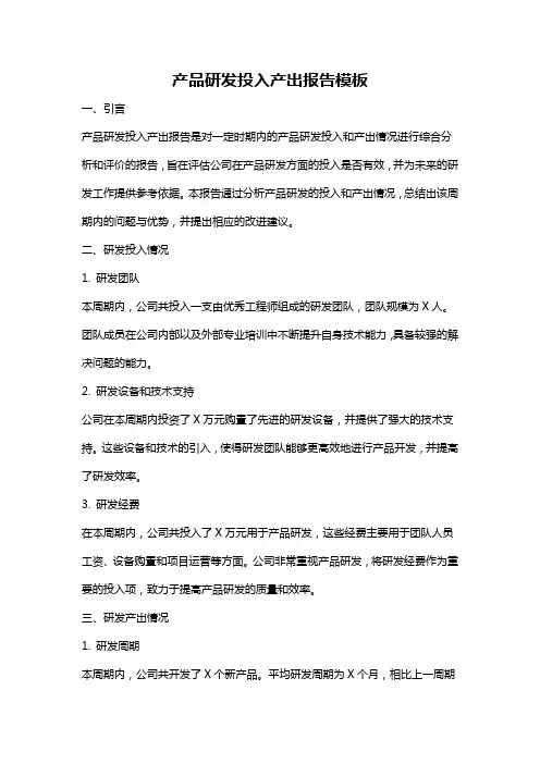 产品研发投入产出报告模板