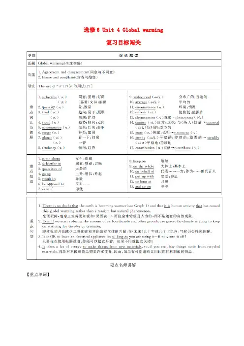 2020版高考英语一轮复习 Unit4 Global warming精品学