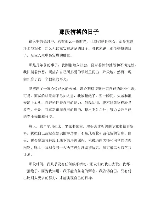 那段拼搏的日子