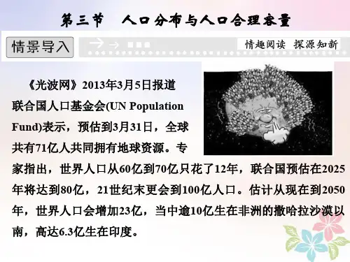 2020学年高中地理第一单元人口与地理环境1.3人口分布与人口合理容量教学课件鲁教版必修2
