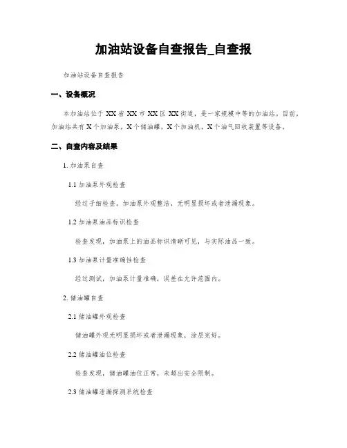 加油站设备自查报告_自查报