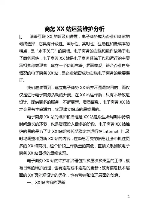 商务网站运营维护分析(全文)