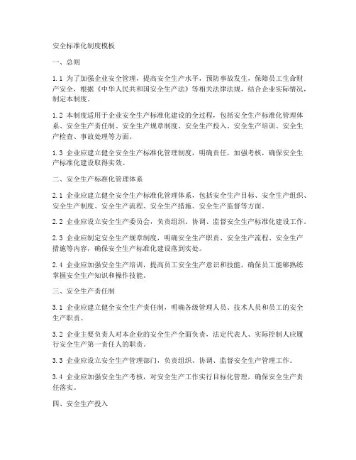 安全标准化制度模板