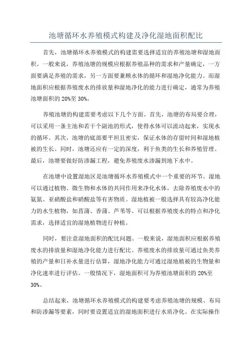 池塘循环水养殖模式构建及净化湿地面积配比