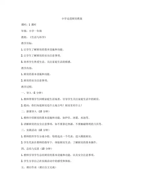 小学走进厨房教案