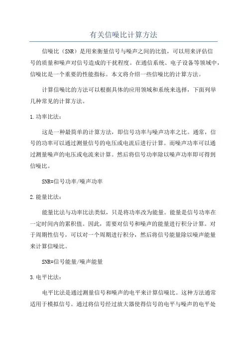 有关信噪比计算方法