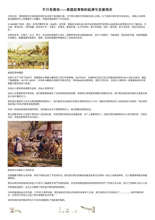 不只有黑奴——美国奴隶制的起源与发展简史