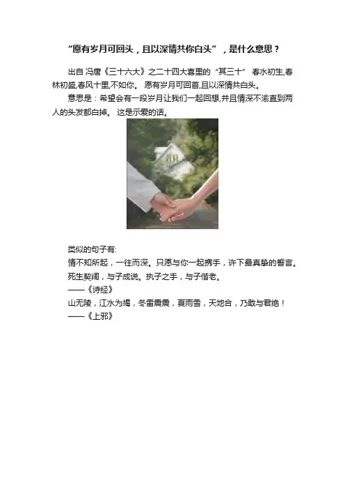 “愿有岁月可回头，且以深情共你白头”，是什么意思？