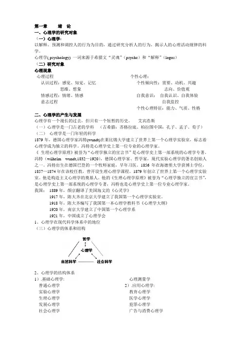 心理学 大纲详要