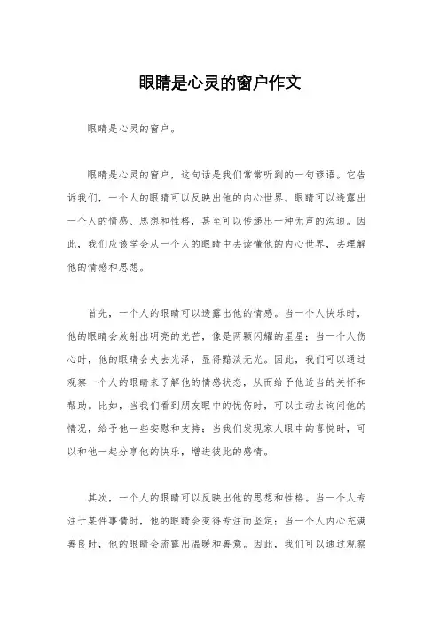 眼睛是心灵的窗户作文